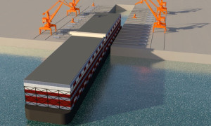 Sistema de carga y descarga de barcos portacontenedores 