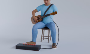 Artilugio para tocar ukelele y otros instrumentos de cuerda pulsada con una mano y un pie 