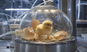 El nacimiento del primer pollo creado en un entorno artificial fuera de la naturaleza