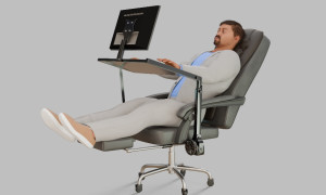 Estructura móvil para trabajar con equipos informáticos acoplable a sillas reclinables